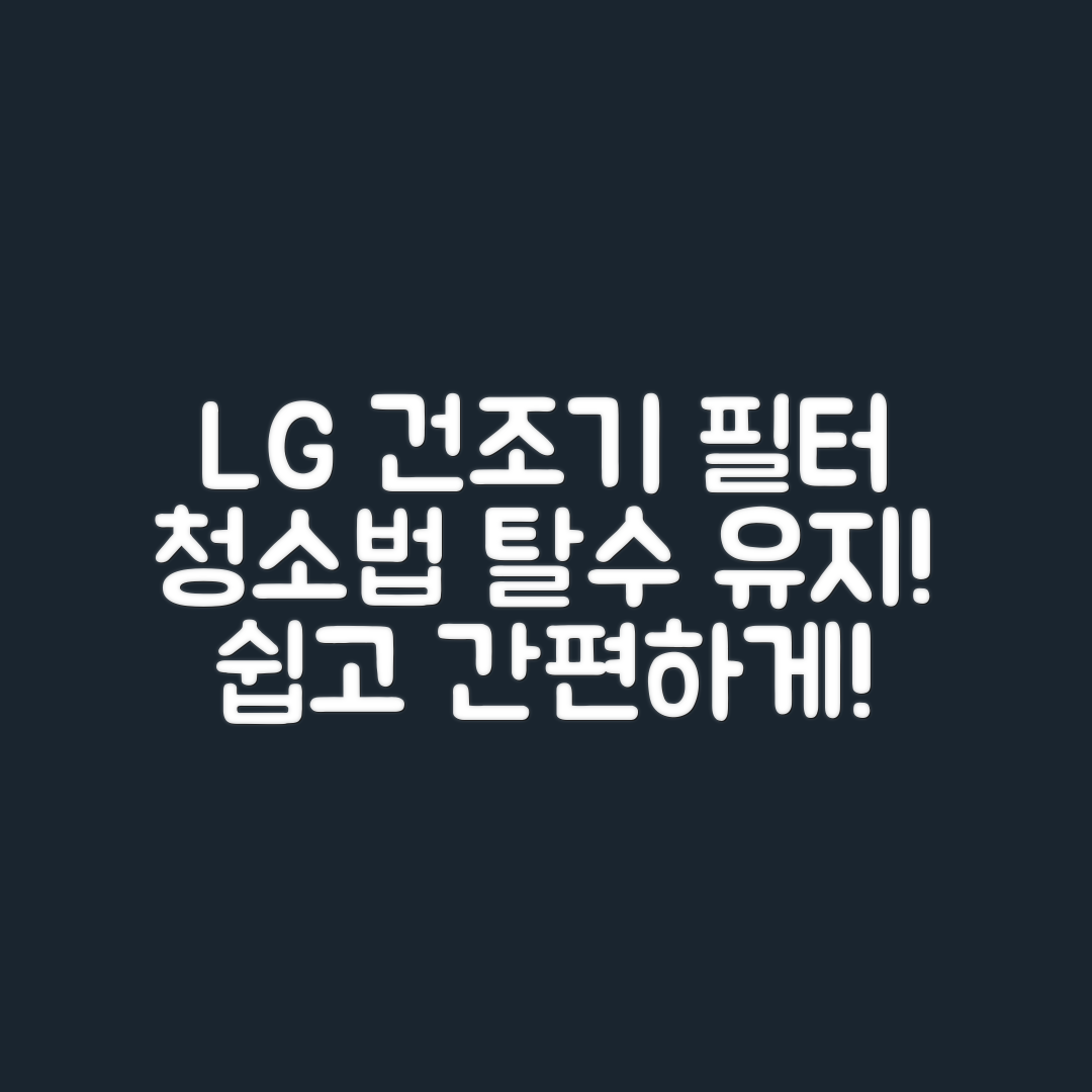 누구나 쉽게 배우는 LG 건조기 필터 청소 후 탈수 효율 유지법
