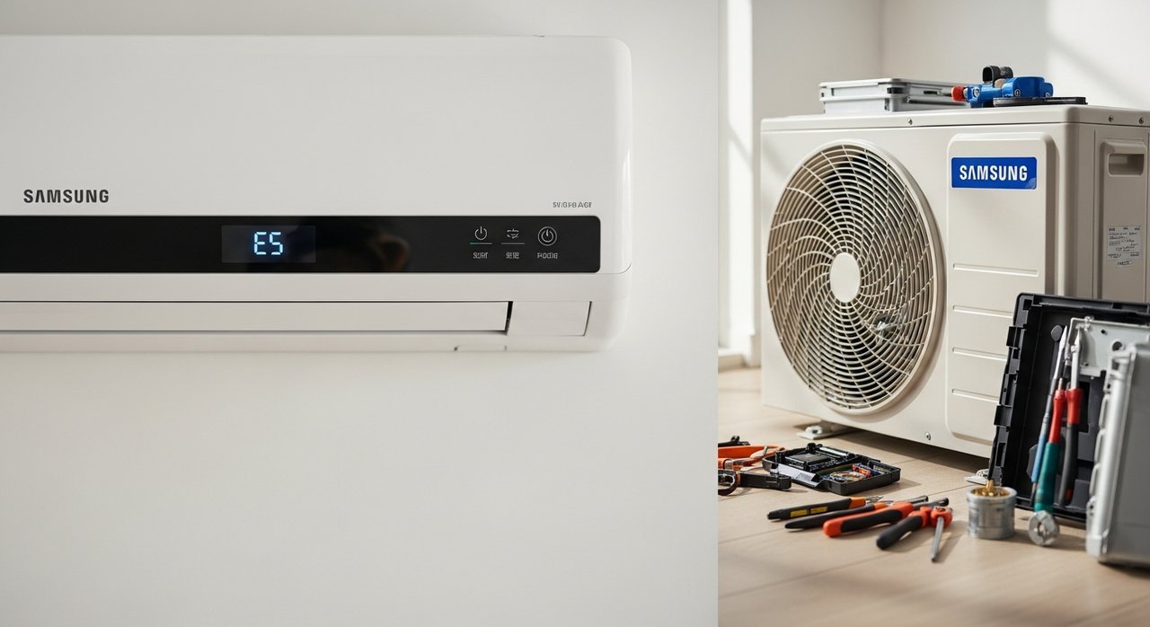 삼성 벽걸이 에어컨 에러코드 E5 실외기 문제 점검법 & 해결 5단계