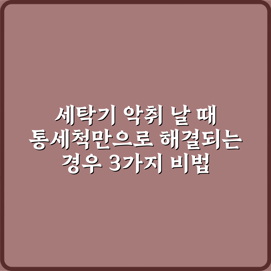 세탁기 악취 날 때 통세척만으로 해결되는 경우 3가지 비법